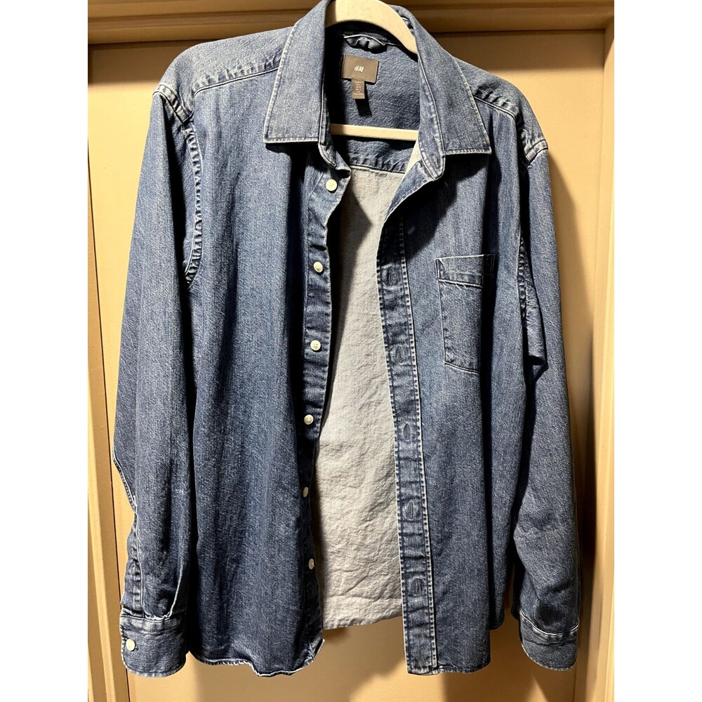 H&M mens longsleeve denim shirt size L